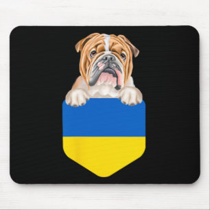 Mousepad Buldogue com a Bandeira da Ucrânia no Bolso