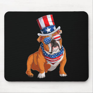 Mousepad Buldogue Dog 4 de julho Bandeira Americana