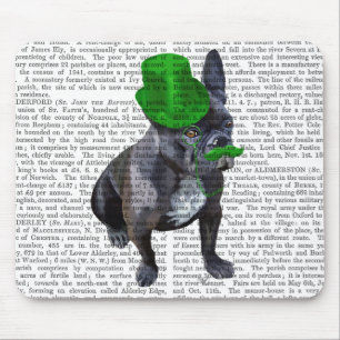 Mousepad Buldogue francês com chapéu verde e bigode