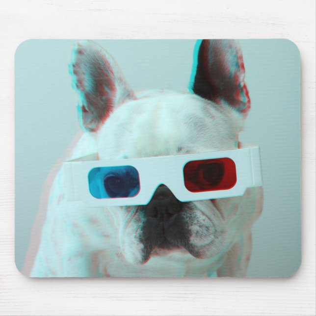Mousepad Buldogue francês com vidros 3D (Frente)
