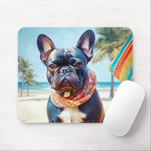 Mousepad Buldogue francês na praia, presente de verão para