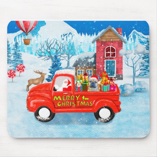 Mousepad Buldogue Francês no Parto de Natal (Frente)