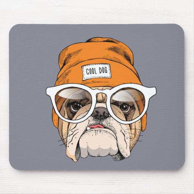 Mousepad Buldogue legal do hipster (Frente)