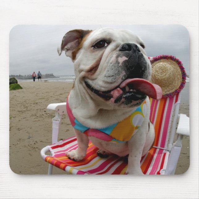 Mousepad Buldogue na praia (Frente)