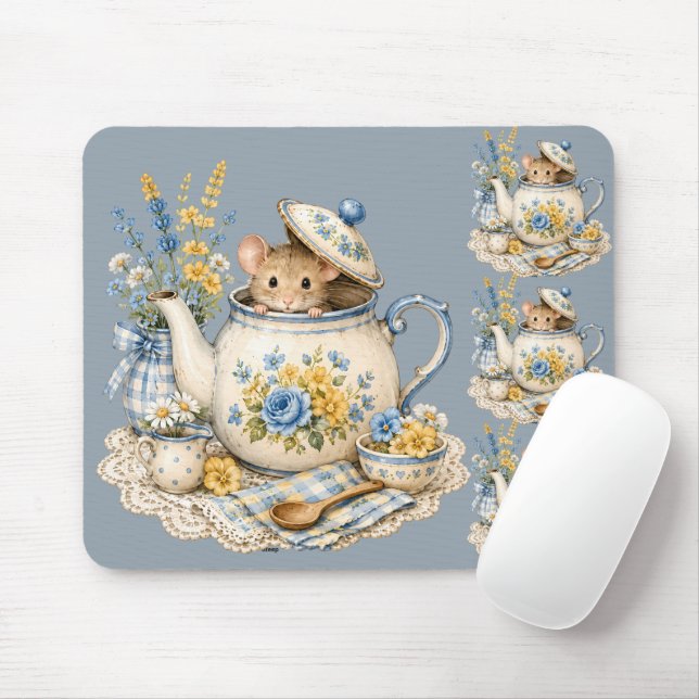 Mousepad Bule de Chá Caprichoso Casa de Rato Blooms (Com mouse)