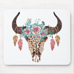 Mousepad Bull Floral de Impressão Leopardo Ocidental