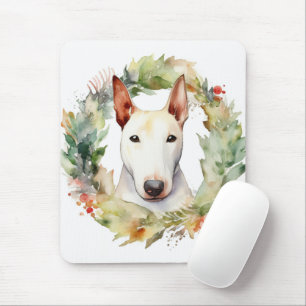 Mousepad Bull Terrier Christmas Wreath Festivo Pup