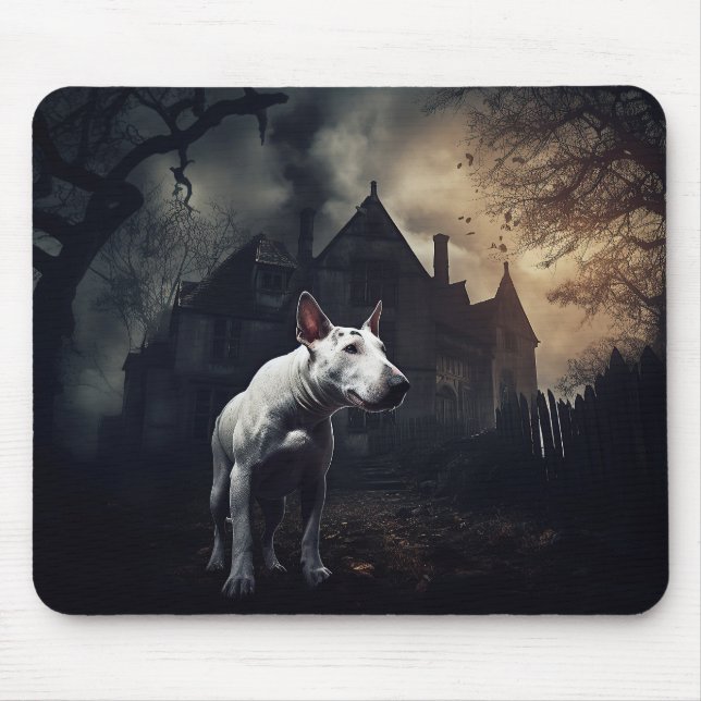Mousepad Bull Terrier Halloween Assustador (Frente)
