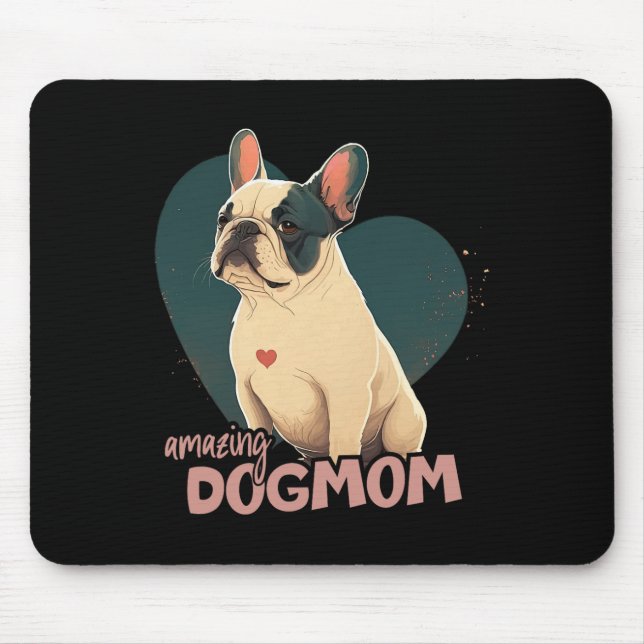 Mousepad Bulldog com fundo cardíaco (Frente)