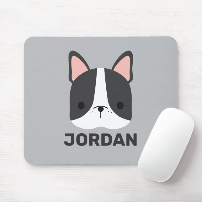 Mousepad Bulldog Francês Bonito com Nome Personalizado (Com mouse)