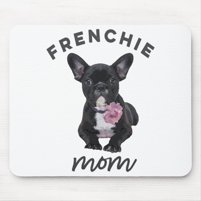 Mousepad Bulldog Francês Com Presente De Flor Para O Pão De (Frente)