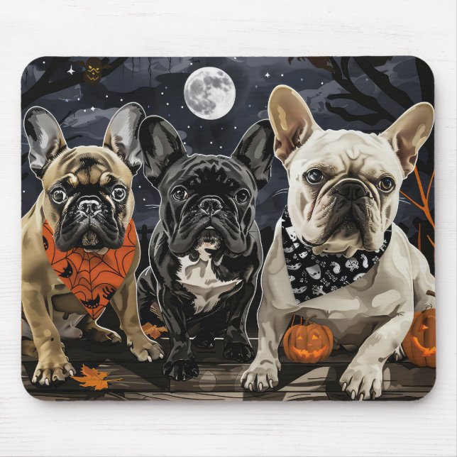 Mousepad Bulldog francês Halloween Spooky (Frente)