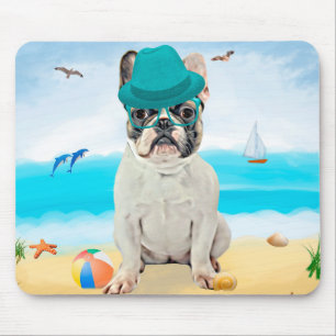 Mousepad Bulldog francês na praia