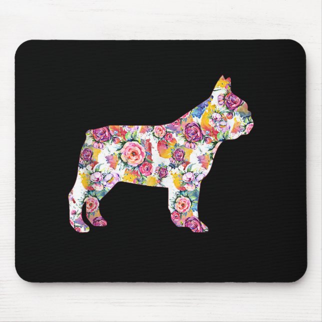 Mousepad Bulldog Francês Patterno de Flor Francês Bulldog (Frente)