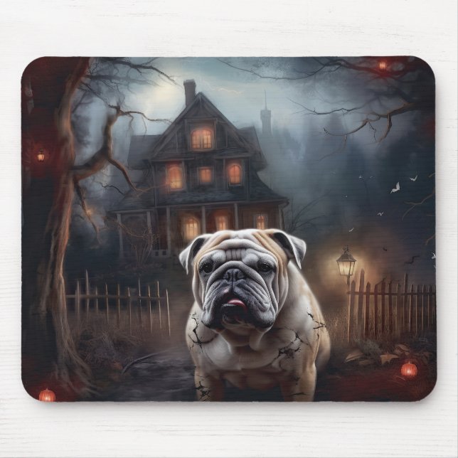 Mousepad Bulldog Halloween Scary (Frente)