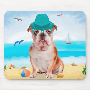 Mousepad Bulldog Inglês na Praia