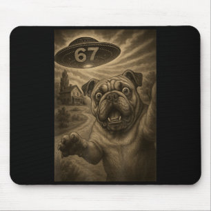 Mousepad Bulldog Inglês Selfie 67 Meme Seis Sete Divertido
