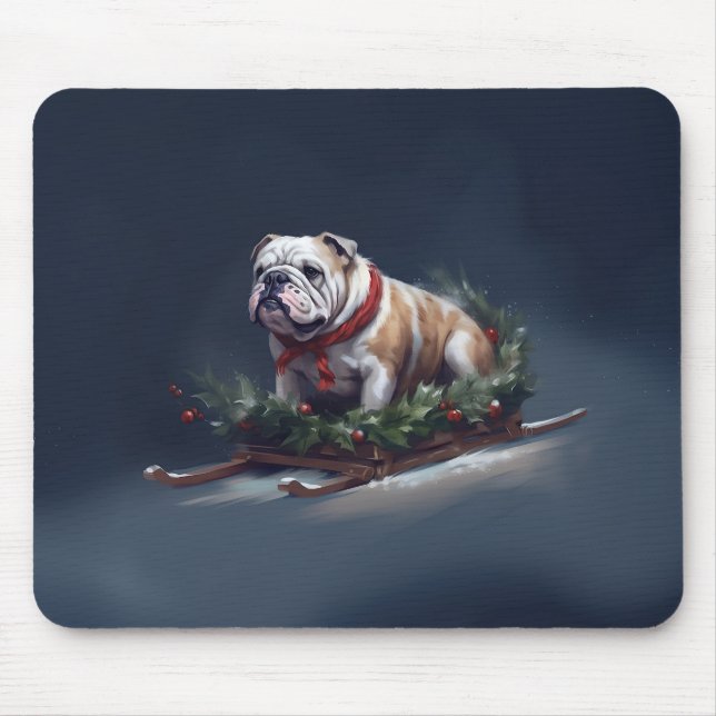 Mousepad Bulldog Natal neve inverno (Frente)