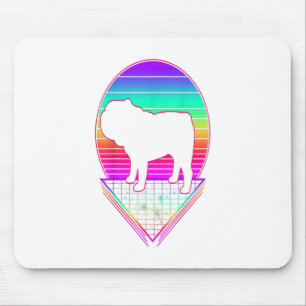 Mousepad Bulldog Retro Vintage 80s Funny Dog Lover Gift
