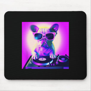 Mousepad Bulldog Vaporwave Dj Dog Aestética Meninas