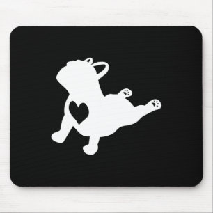 Mousepad Bulldog Yoga Pose Com Coração De Amor Presente Fra