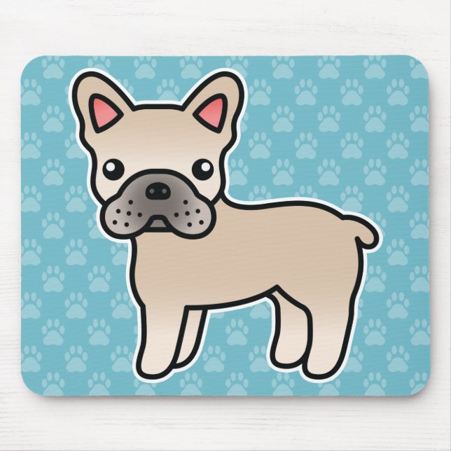 Mousepad Bulldogue Francês Cartoon Creme (Frente)