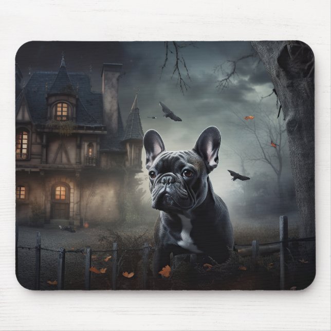 Mousepad Bulldogue Francês Halloween Assustador (Frente)
