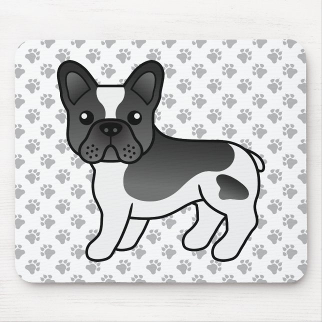 Mousepad Bulldogue Francês Preto e Branco Cachorro de Desen (Frente)