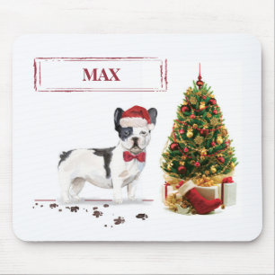 Mousepad Bulldogue Francês Preto e Branco de Natal