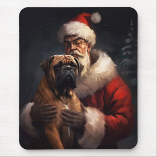 Mousepad Bullmastiff Com Papai Noel Natal Festivo