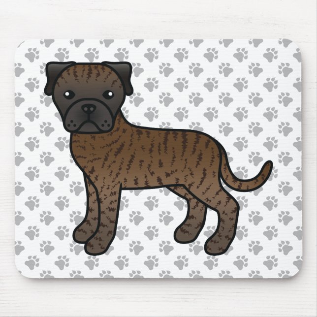 Mousepad Bullmastiff Listrado Cachorro de Desenho Animado F (Frente)