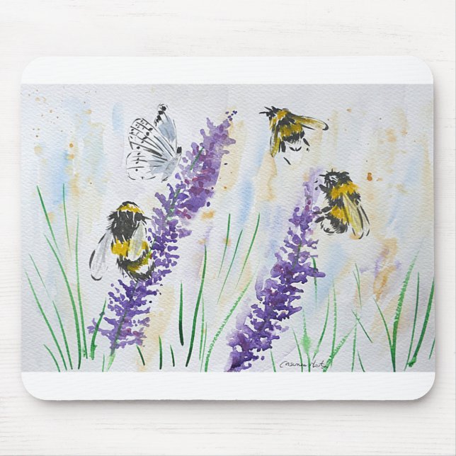 Mousepad Bumble abelhas e lavanda (Frente)