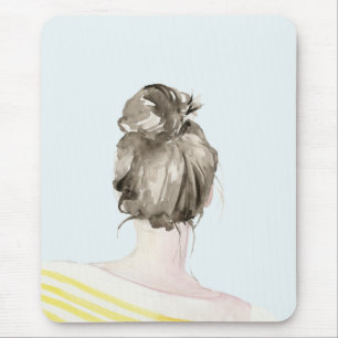 Mousepad Bun do Nó Superior do Cabelo Marrom