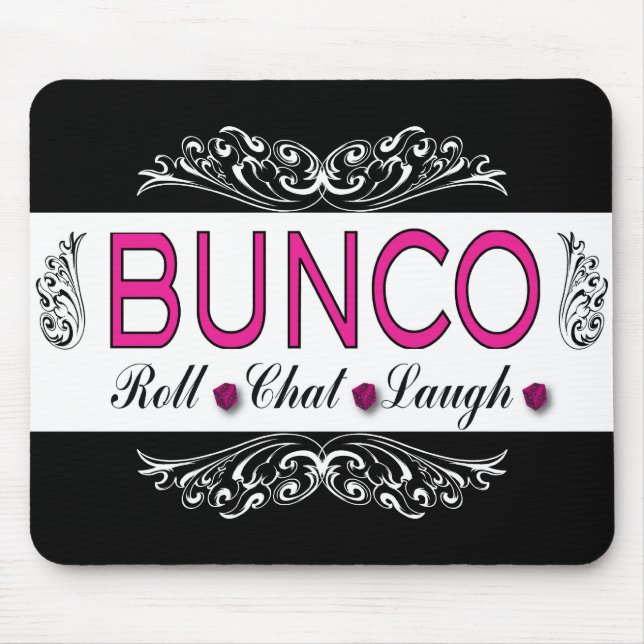 Mousepad Bunco, rolo, bate-papo, riso no rosa, preto e (Frente)