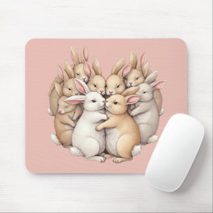 Mousepad Bunnies Adoráveis numa Ilustração de Abraço de Pas