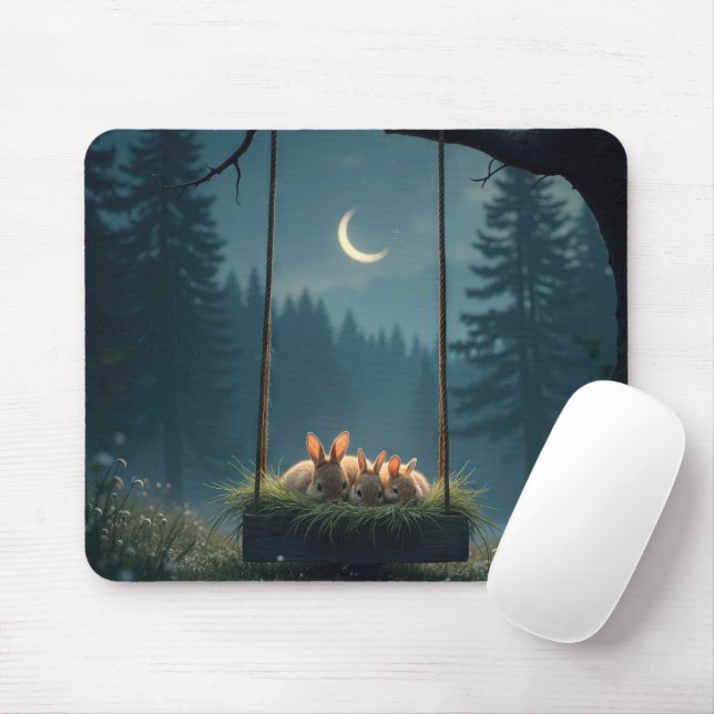 Mousepad Bunnies aninhados num Ninho Swing (Com mouse)