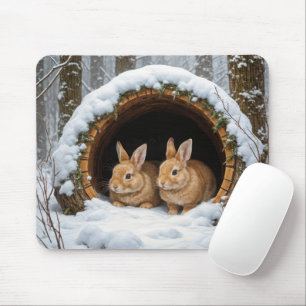 Mousepad Bunnies em um Log Hollow