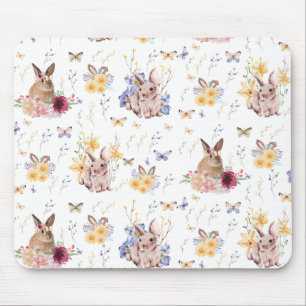 Mousepad Bunny celebra o dia da Páscoa com borboletas