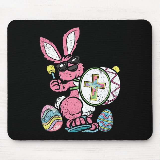 Mousepad Bunny Drummer - Páscoa sobre Ovos Caçando Primaver (Frente)