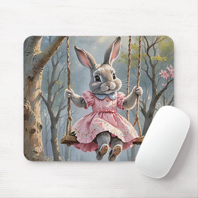 Mousepad Bunny On a Swing (Com mouse)