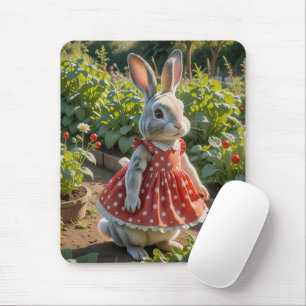 Mousepad Bunny Vestindo um vestido no Jardim Tomate