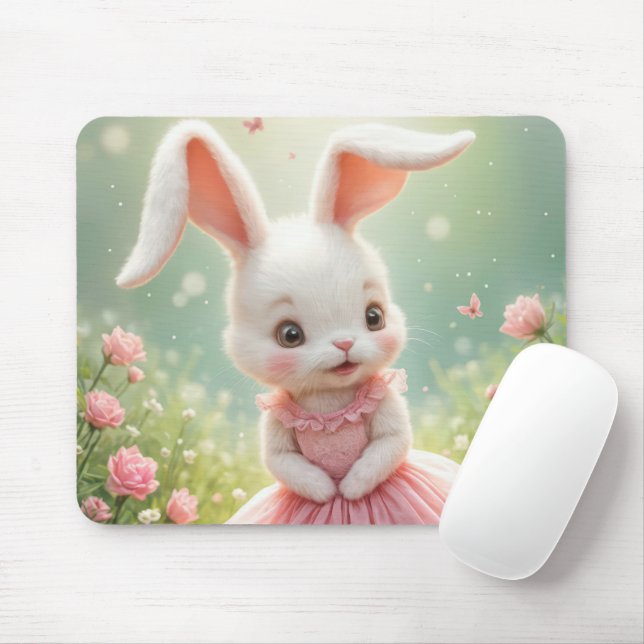 Mousepad Bunny Vestindo um vestido rosa (Com mouse)
