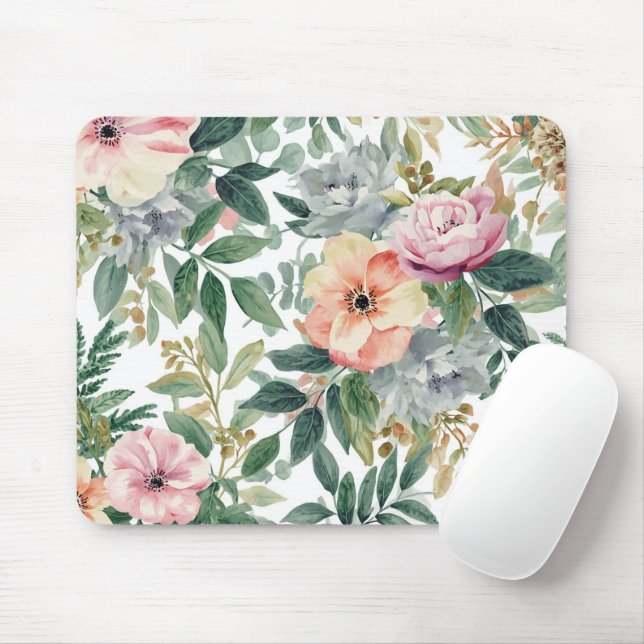 Mousepad Buquê Botânico Aquarela Folhas de Eucalipto (Com mouse)