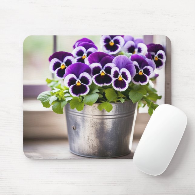 Mousepad Buquê de Amores-perfeitos Roxos (Com mouse)