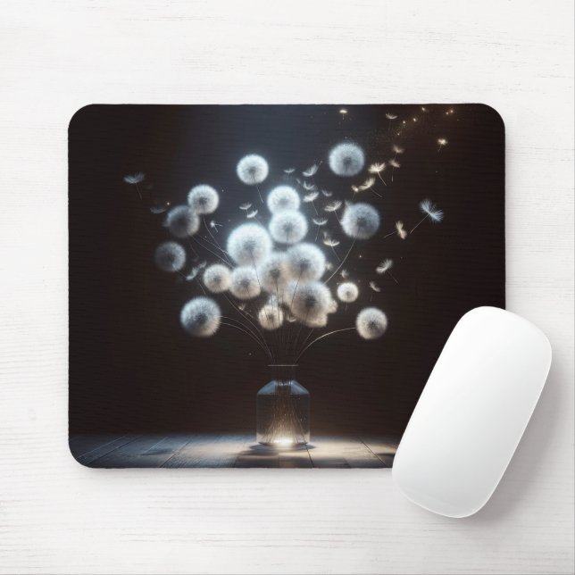 Mousepad Buquê de Dandelion Fluffy Branco (Com mouse)