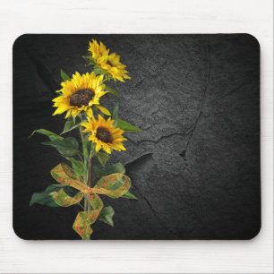 Mousepad Buquê de girassol em pedra preta