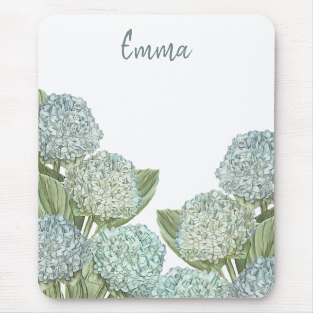 Mousepad Buquê de Hortênsias Azul Empoeirado (Frente)