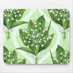 Mousepad Buquê de lilly das flores do vale em verde