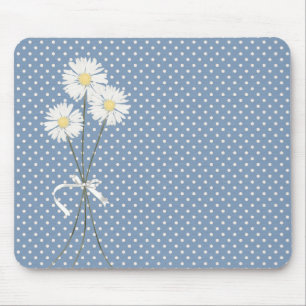 Mousepad Buquê de margarida branca nas Bolinhas
