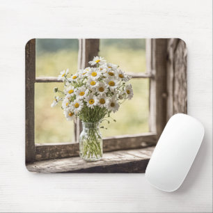 Mousepad Buquê de margarida do país na janela